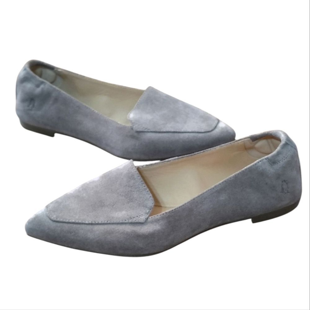 New NWOB Hush Puppies Hazel Pointed Toe Frost Gray Suede Loafer Comfort Flats